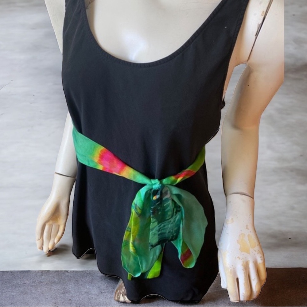 🤑10/$100 Boho chic bohemian vintage sheer rainbow tie dye statement belt scarf